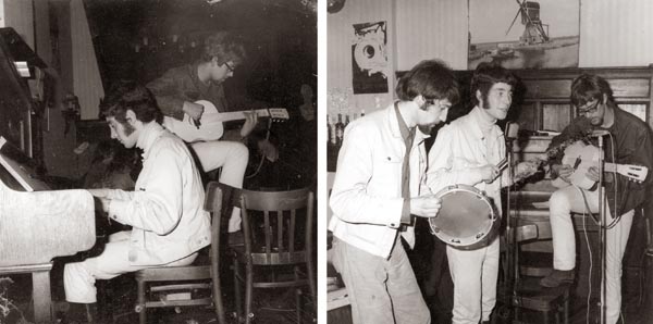1967, prehistorie. De eerste foto's, gemaakt door Molly Mackenzie. Joost achter de piano, en met Paul Kroese en Bert Timmerman.