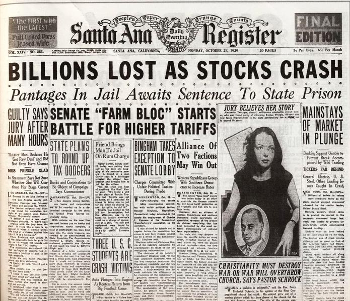 billions lost as stock crashes